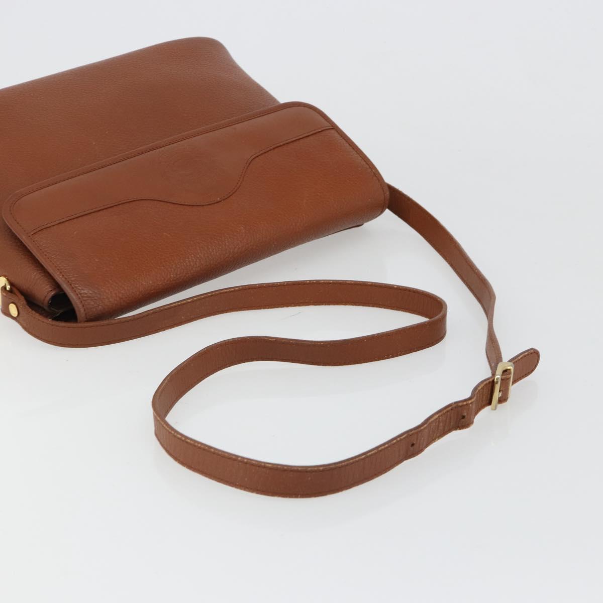 Burberrys Shoulder Bag Leather Brown Gold Auth hk3810