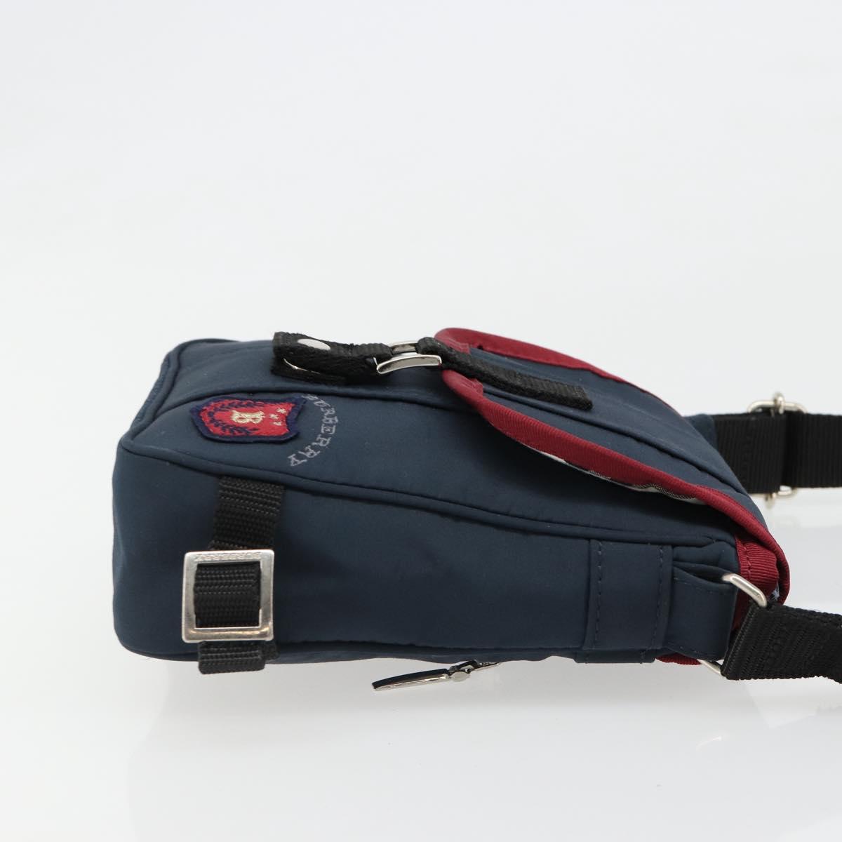 BURBERRY Shoulder Bag Nylon Navy Silver Auth hk3811
