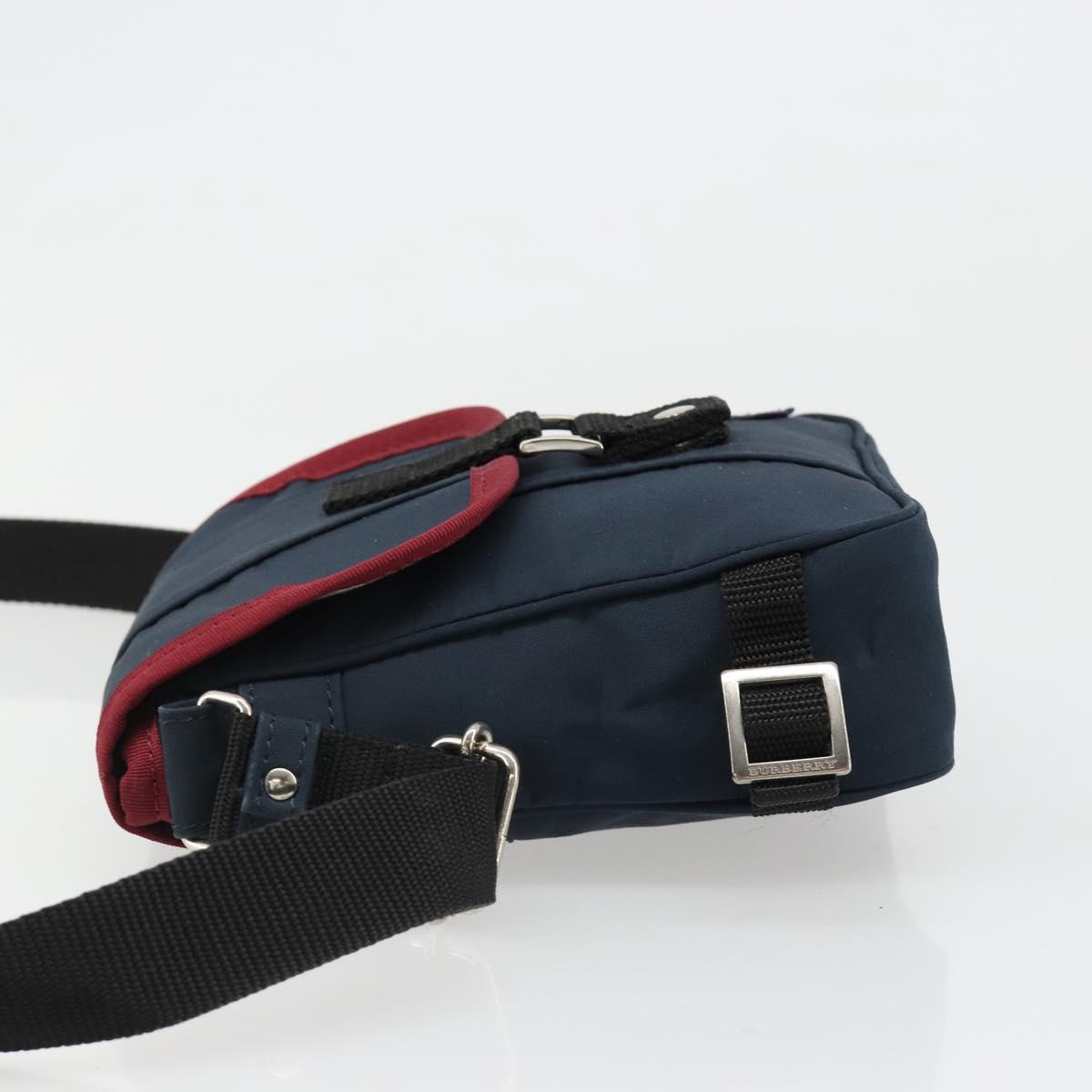 BURBERRY Shoulder Bag Nylon Navy Silver Auth hk3811