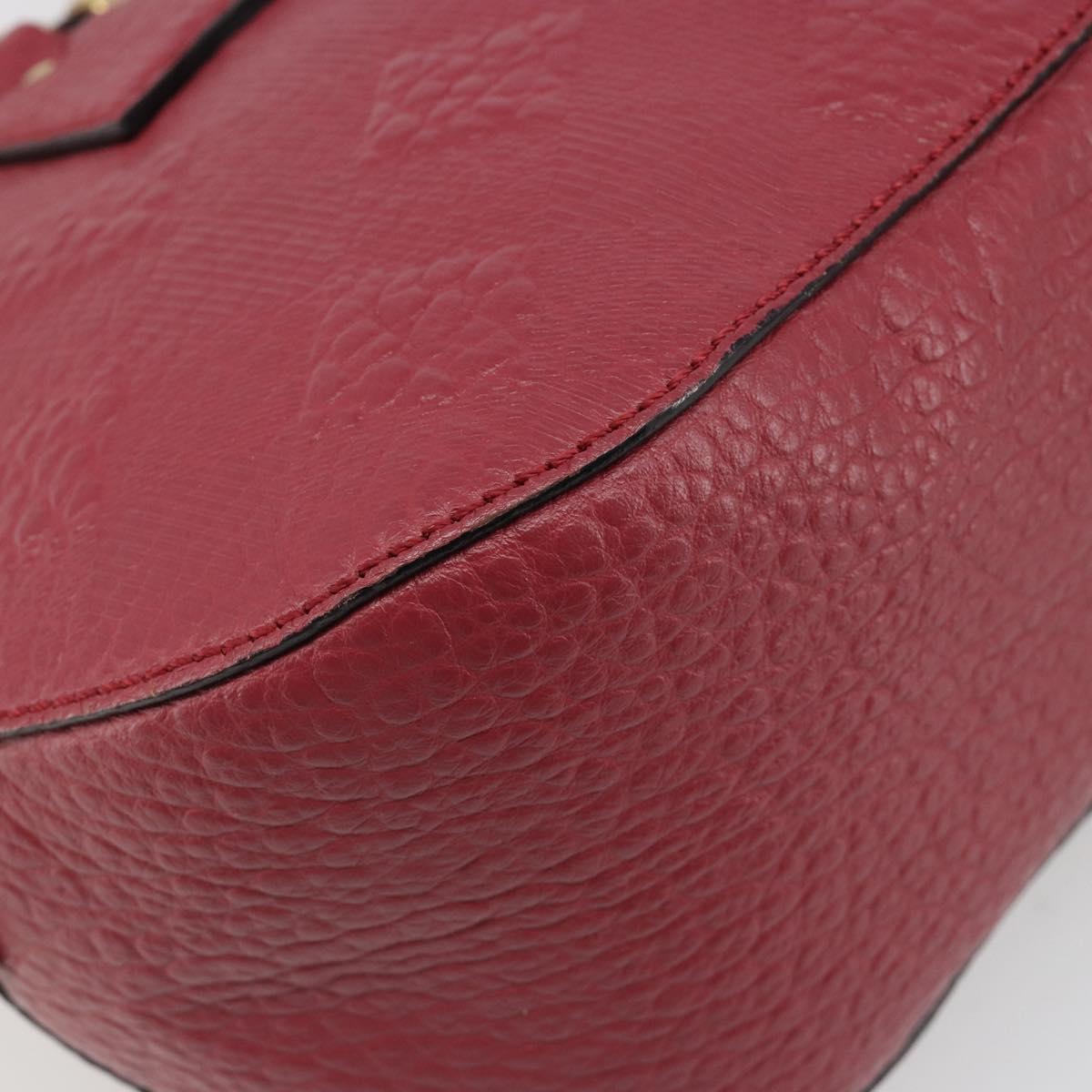 BURBERRY Hand Bag Leather 2way Red Gold Auth hk3813
