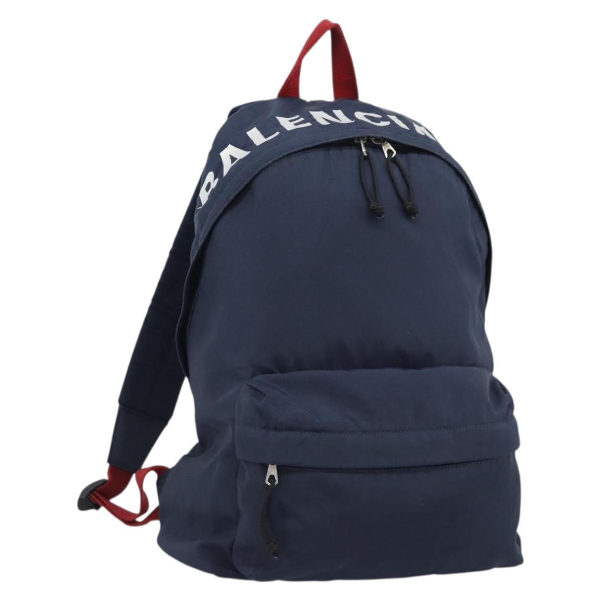 BALENCIAGA Backpack Nylon Navy Silver 525162 Auth hk3814