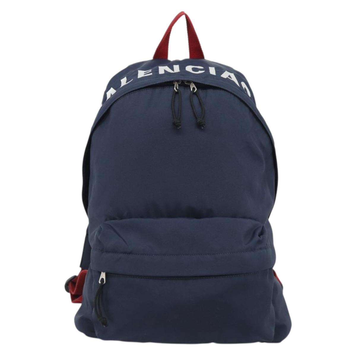 BALENCIAGA Backpack Nylon Navy Silver 525162 Auth hk3814