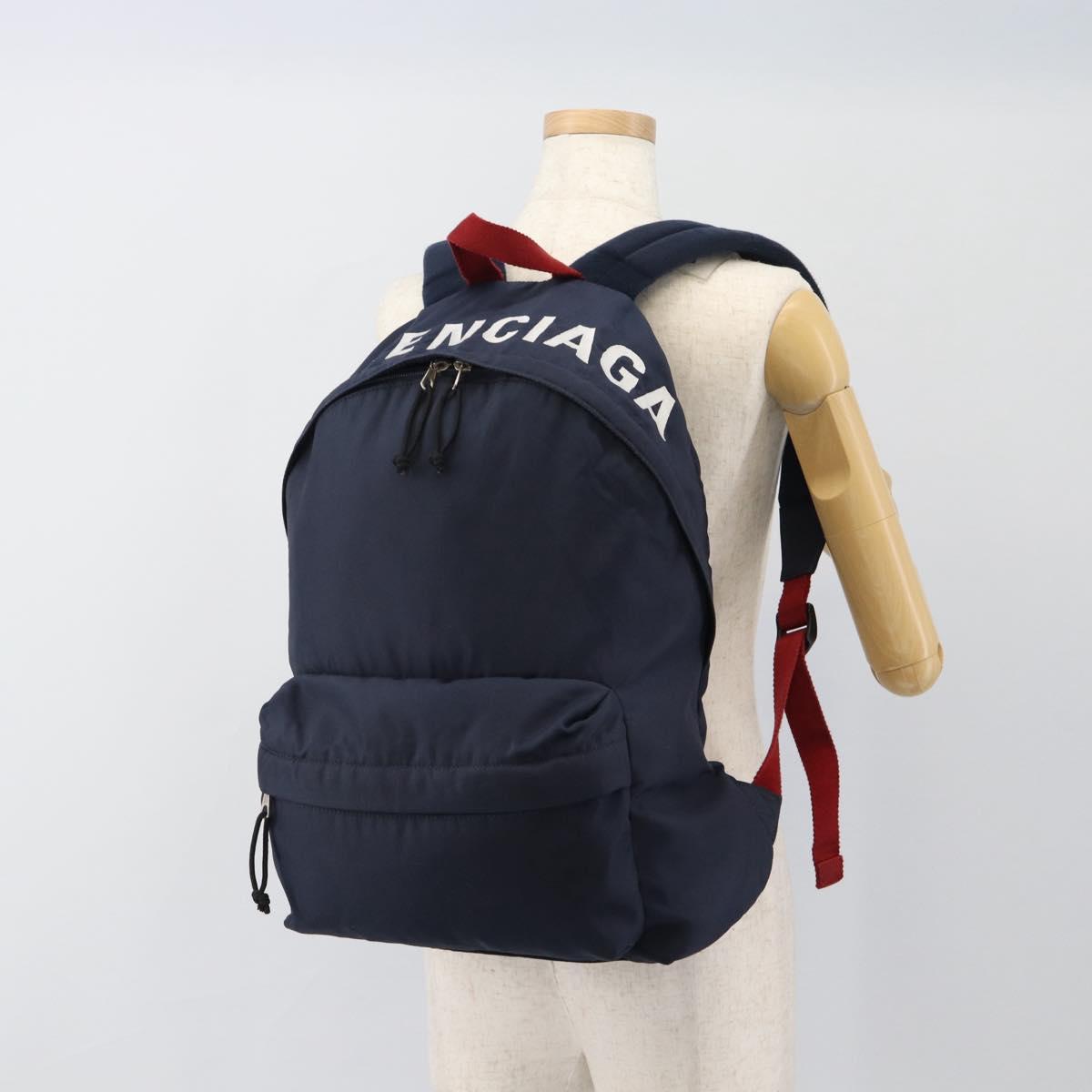BALENCIAGA Backpack Nylon Navy Silver 525162 Auth hk3814