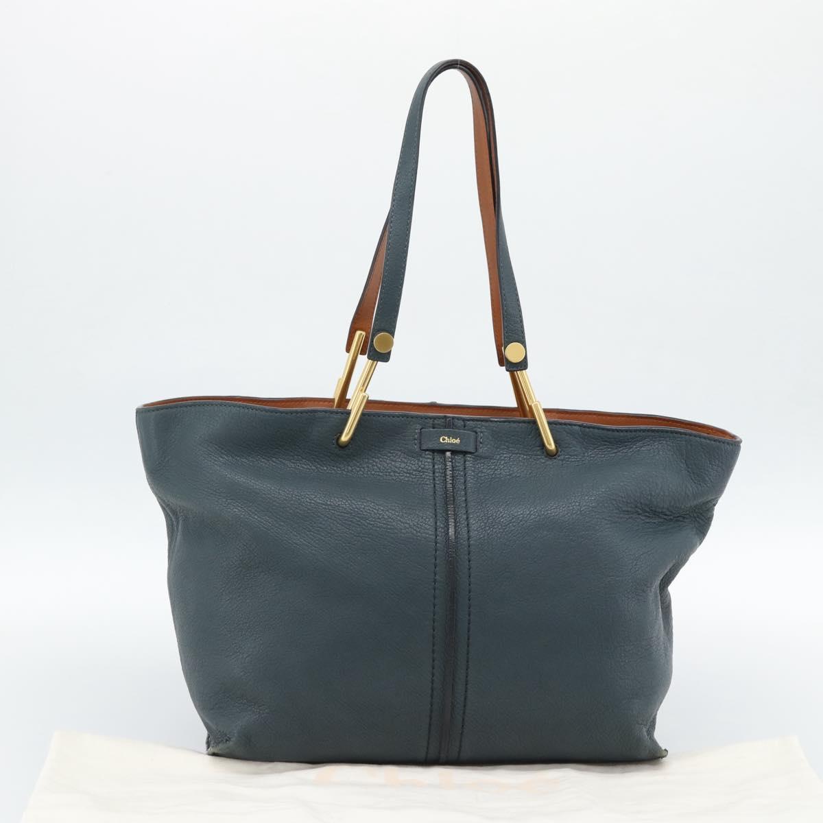 Chloe Tote Bag Leather Black Gold Auth hk3817A