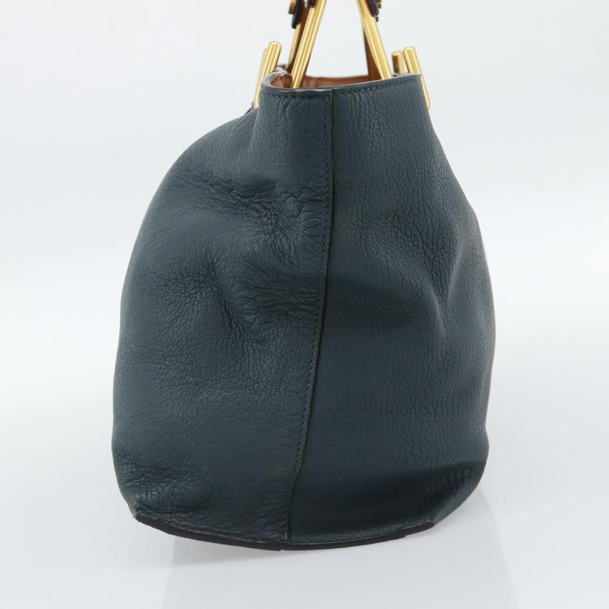 Chloe Tote Bag Leather Black Gold Auth hk3817A