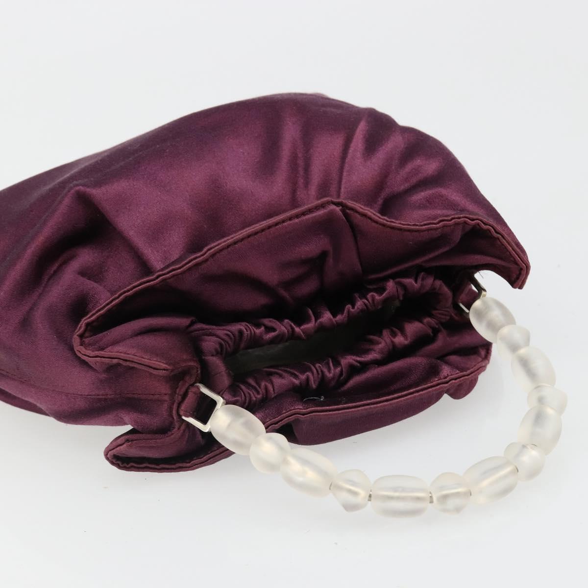 Christian Dior Maris Pearl Hand Bag Satin Purple Silver Auth hk3818