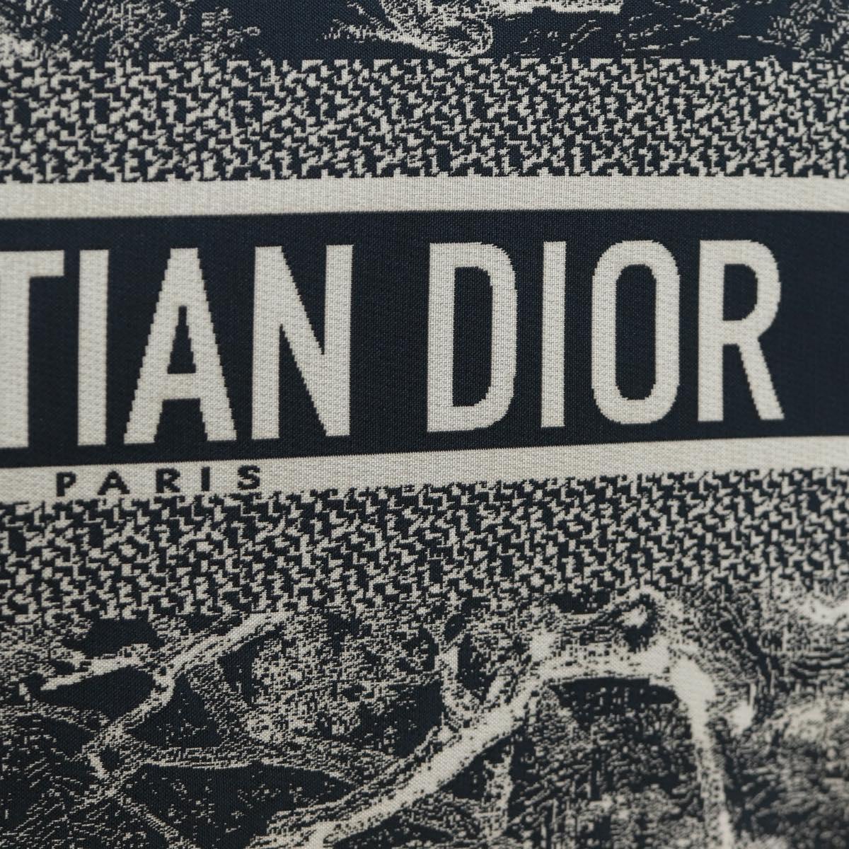 Christian Dior Travel Zip Pouch Nylon Navy Gold Auth hk3820V