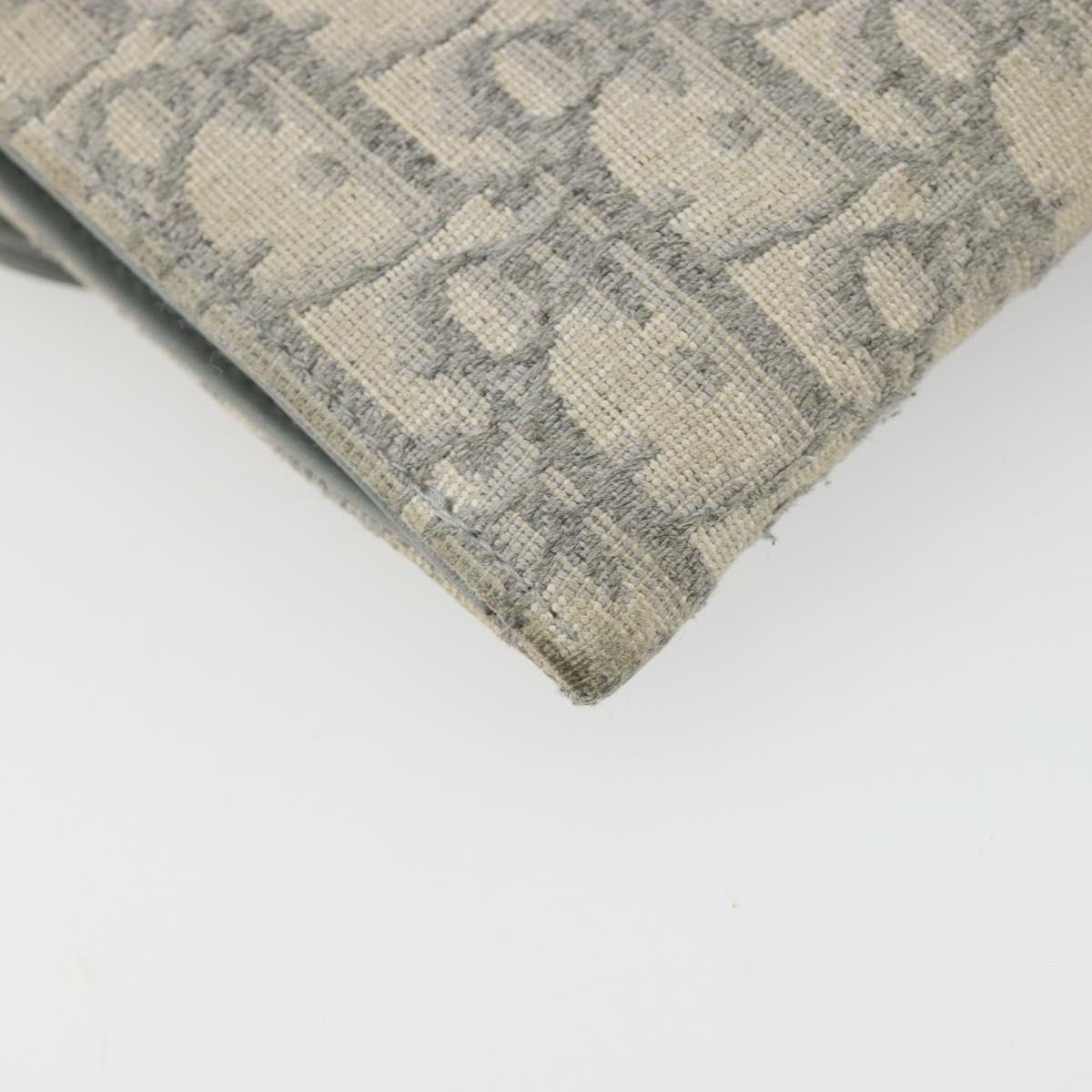 Christian Dior Trotter Canvas Saddle Chain Wallet Light Blue Gold Auth hk3821A
