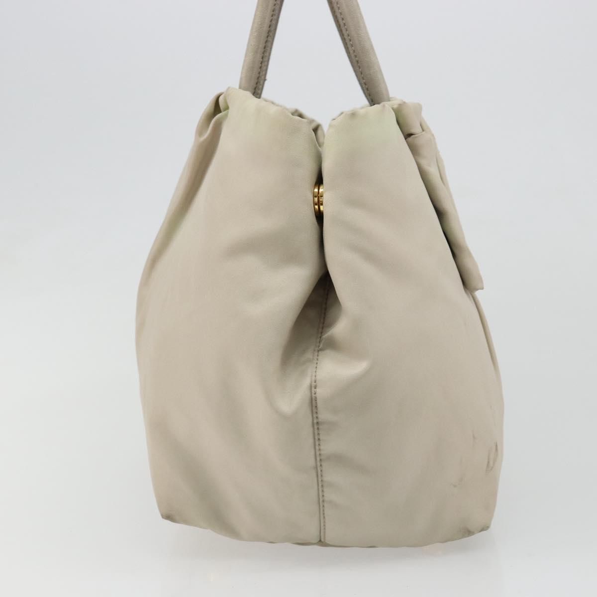 PRADA Tote Bag Nylon Gray Gold Auth hk3823