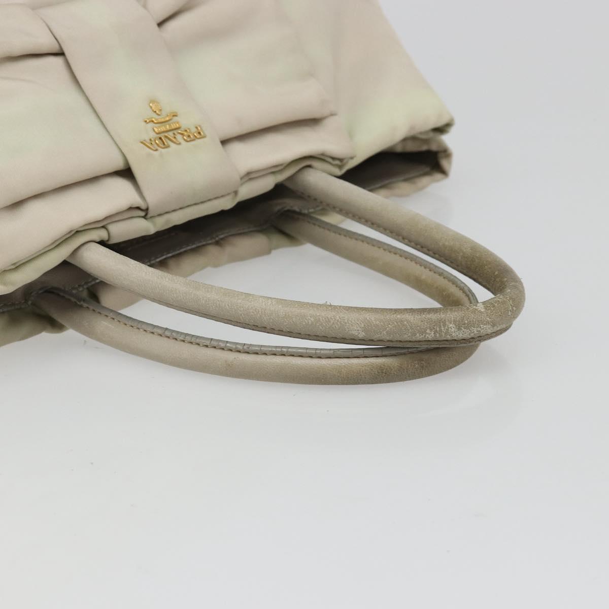 PRADA Tote Bag Nylon Gray Gold Auth hk3823