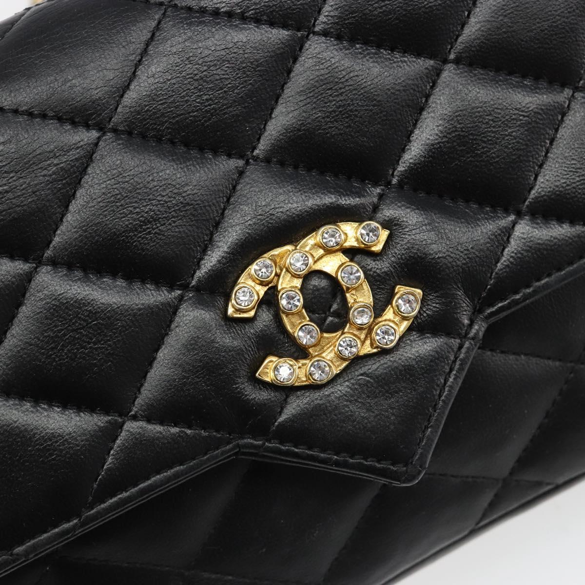 CHANEL Matelasse Bijoux Chain Shoulder Bag Leather Black Gold CC Auth hk3824