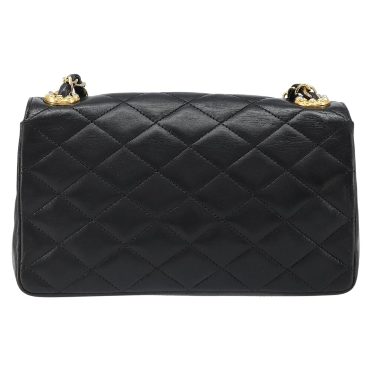 CHANEL Matelasse Bijoux Chain Shoulder Bag Leather Black Gold CC Auth hk3824