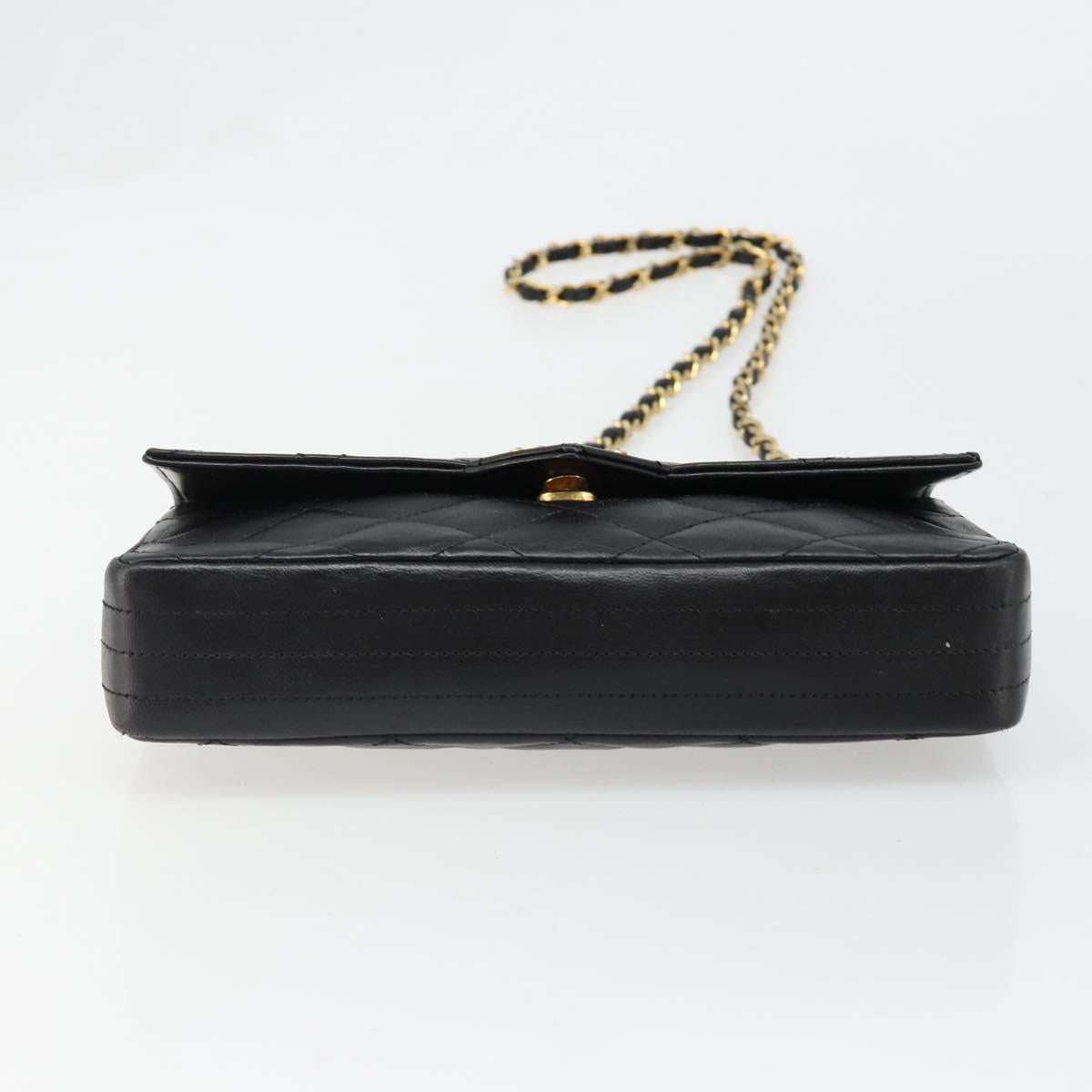 CHANEL Matelasse Bijoux Chain Shoulder Bag Leather Black Gold CC Auth hk3824