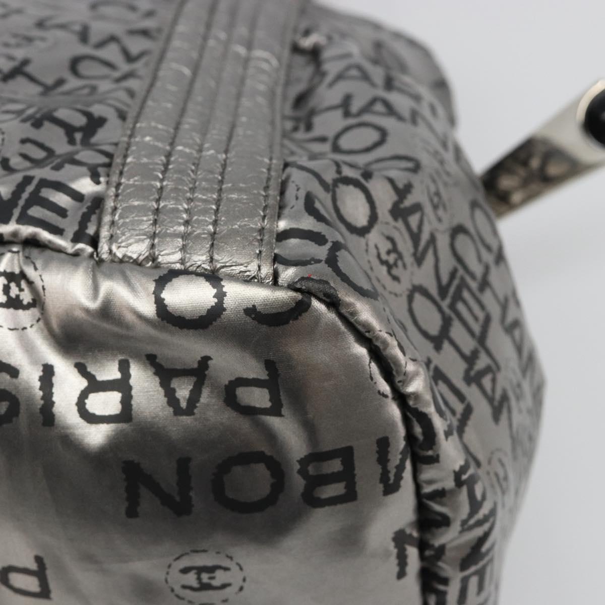CHANEL Unlimited Tote Bag Coated Canvas Silver CC Auth hk3826