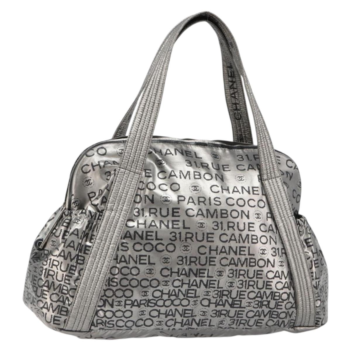 CHANEL Unlimited Tote Bag Coated Canvas Silver CC Auth hk3826