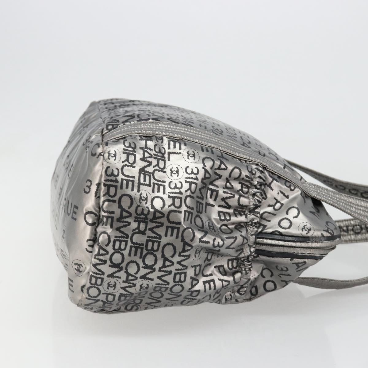 CHANEL Unlimited Tote Bag Coated Canvas Silver CC Auth hk3826