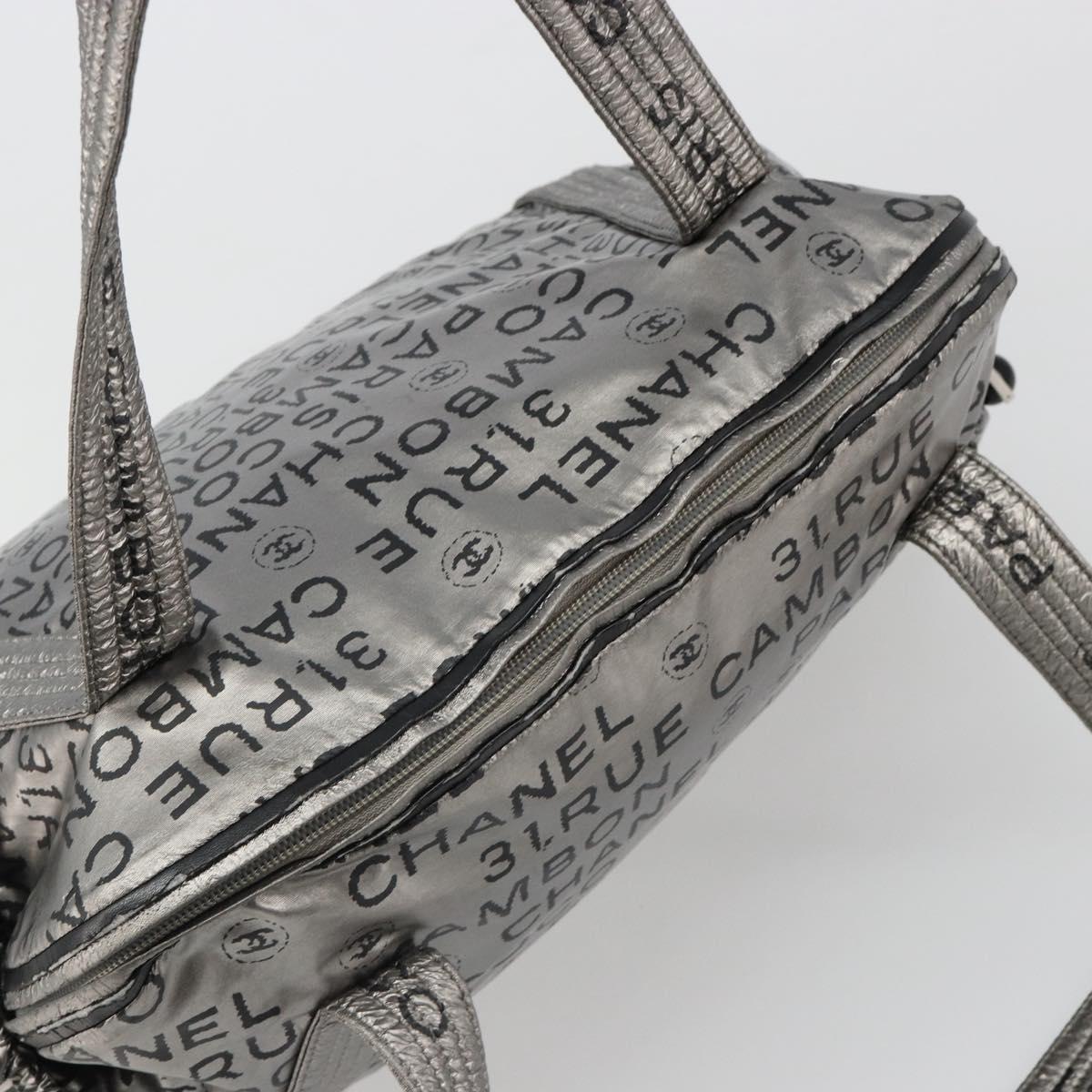 CHANEL Unlimited Tote Bag Coated Canvas Silver CC Auth hk3826