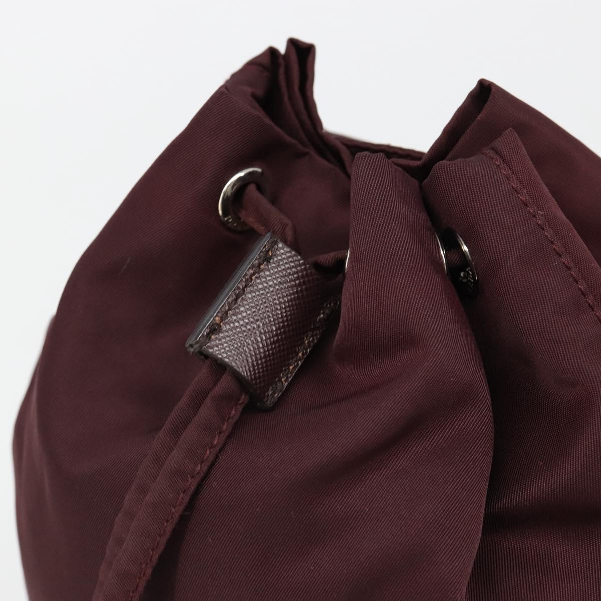 PRADA Purse Pouch Nylon Bordeaux Silver Auth hk3827