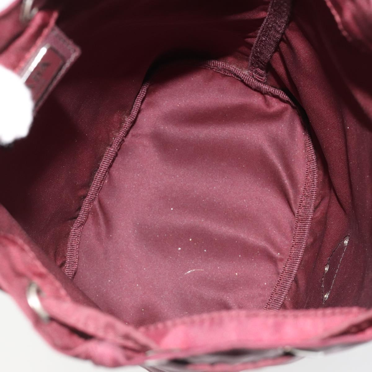 PRADA Purse Pouch Nylon Bordeaux Silver Auth hk3827