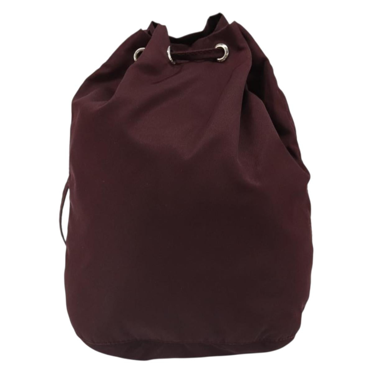 PRADA Purse Pouch Nylon Bordeaux Silver Auth hk3827