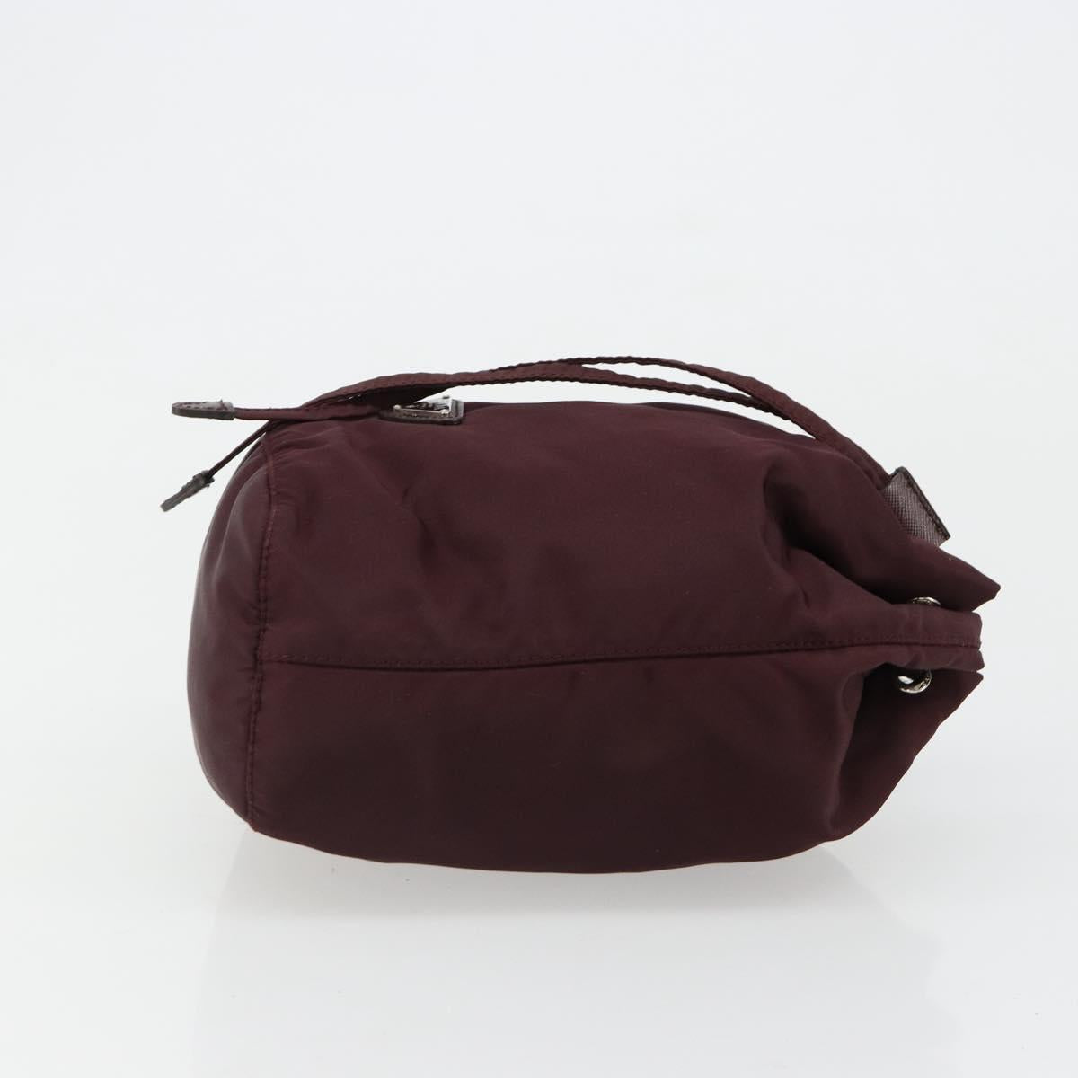 PRADA Purse Pouch Nylon Bordeaux Silver Auth hk3827