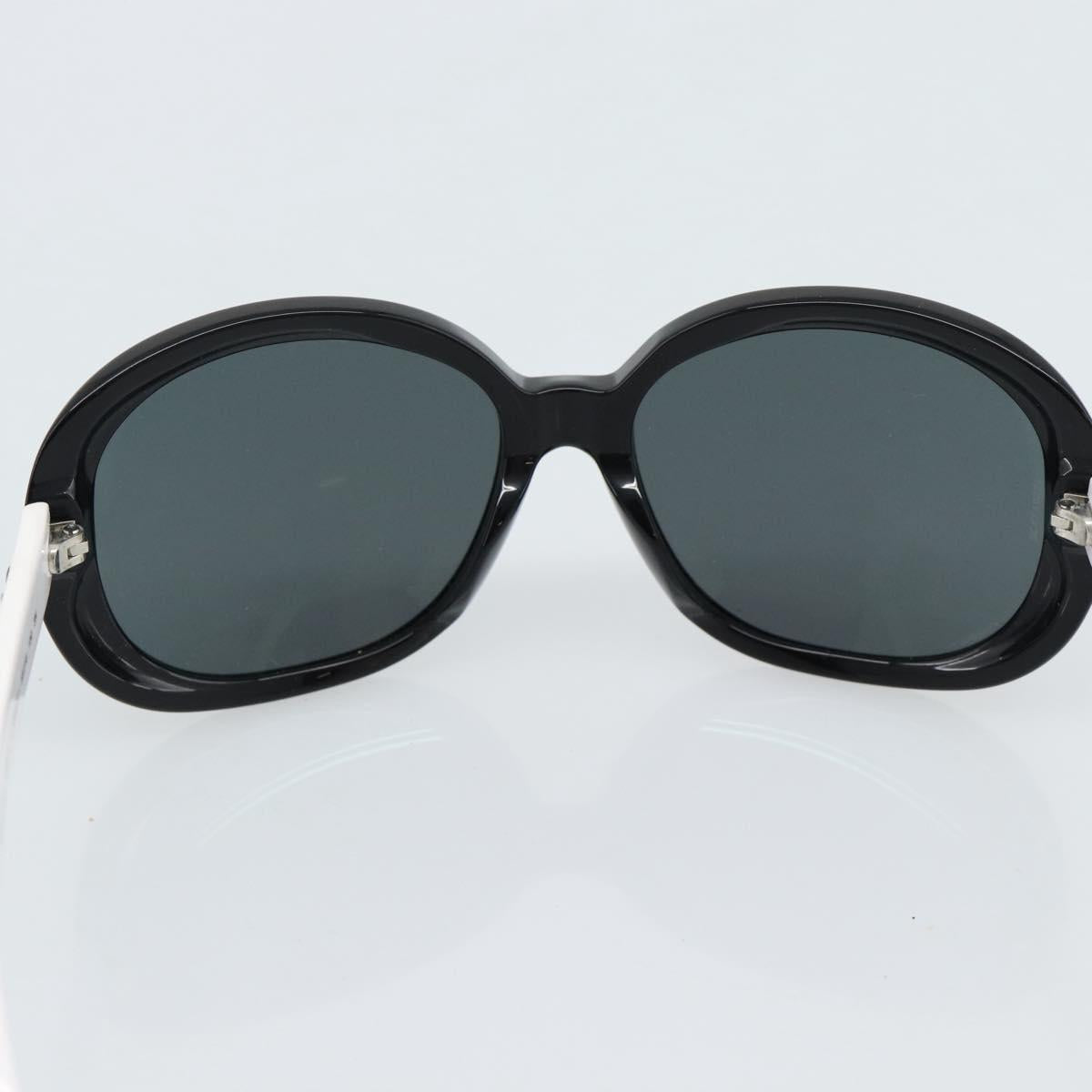CHANEL Sunglasses Plastic Black White Silver CC Auth hk3828