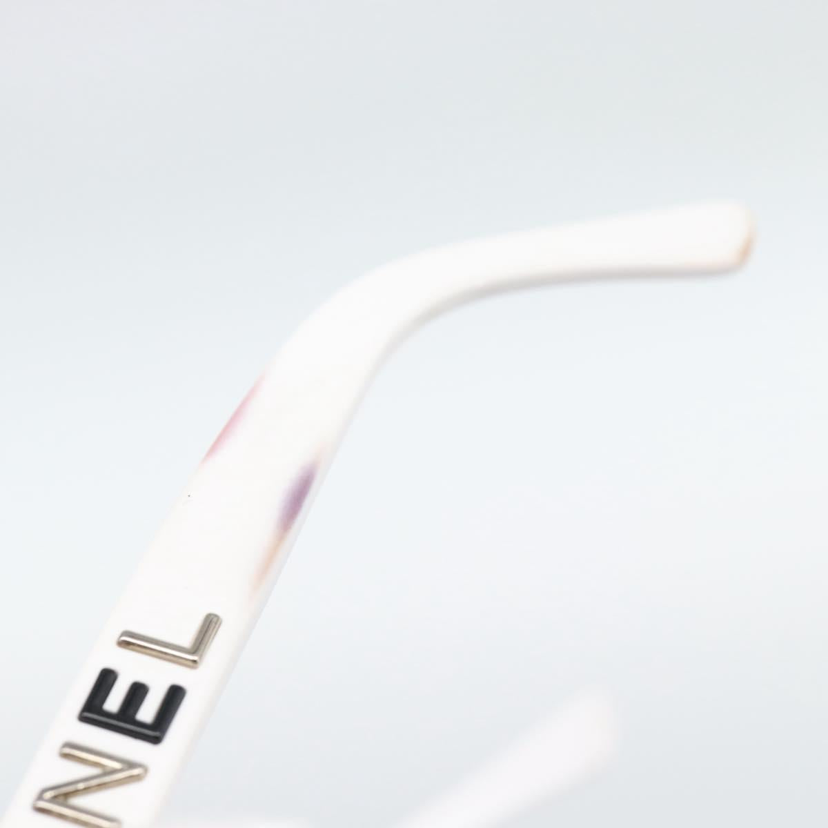CHANEL Sunglasses Plastic Black White Silver CC Auth hk3828