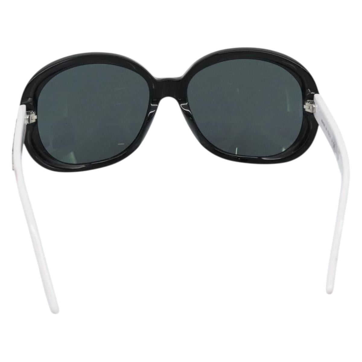 CHANEL Sunglasses Plastic Black White Silver CC Auth hk3828