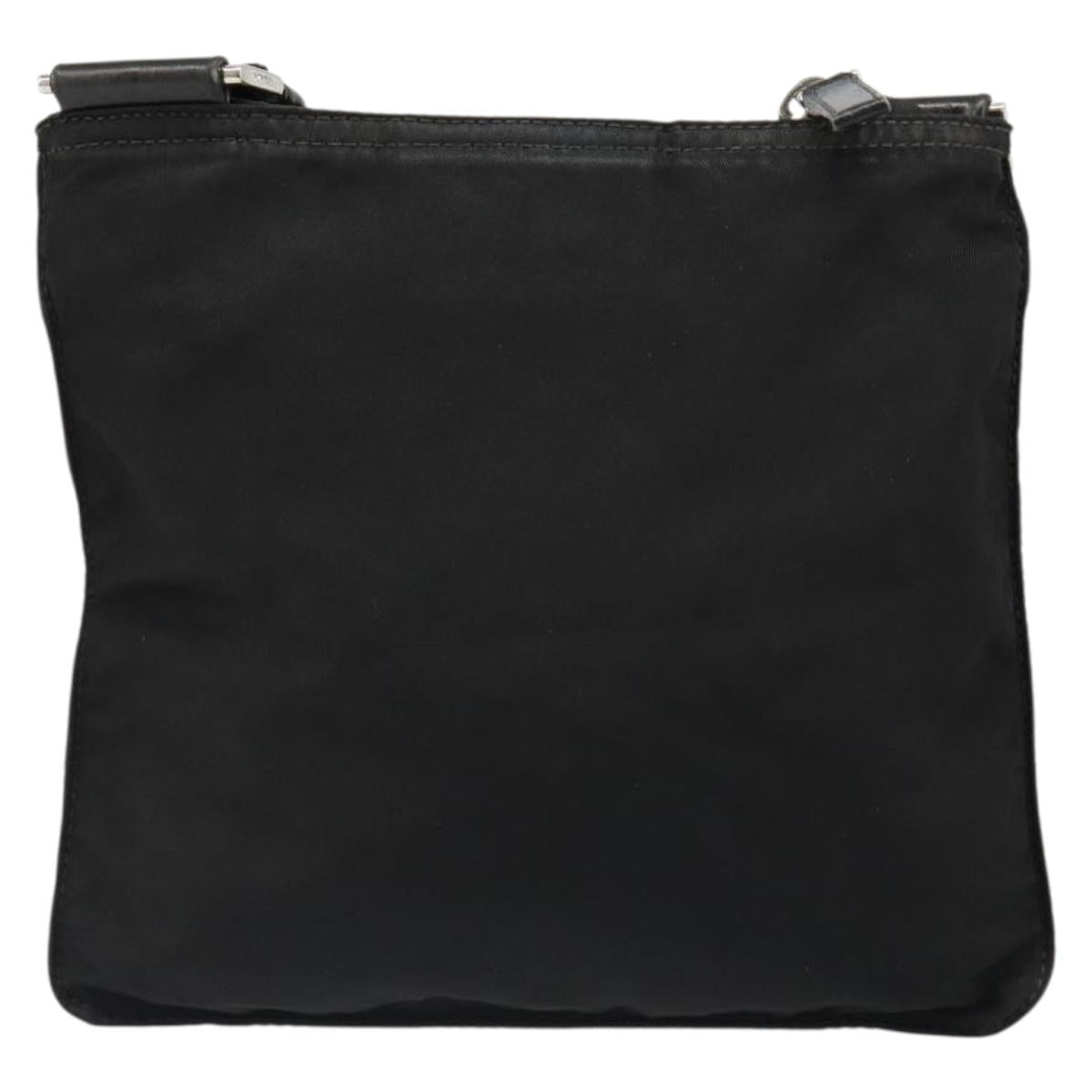 PRADA Shoulder Bag Nylon Black Silver Auth hk3831