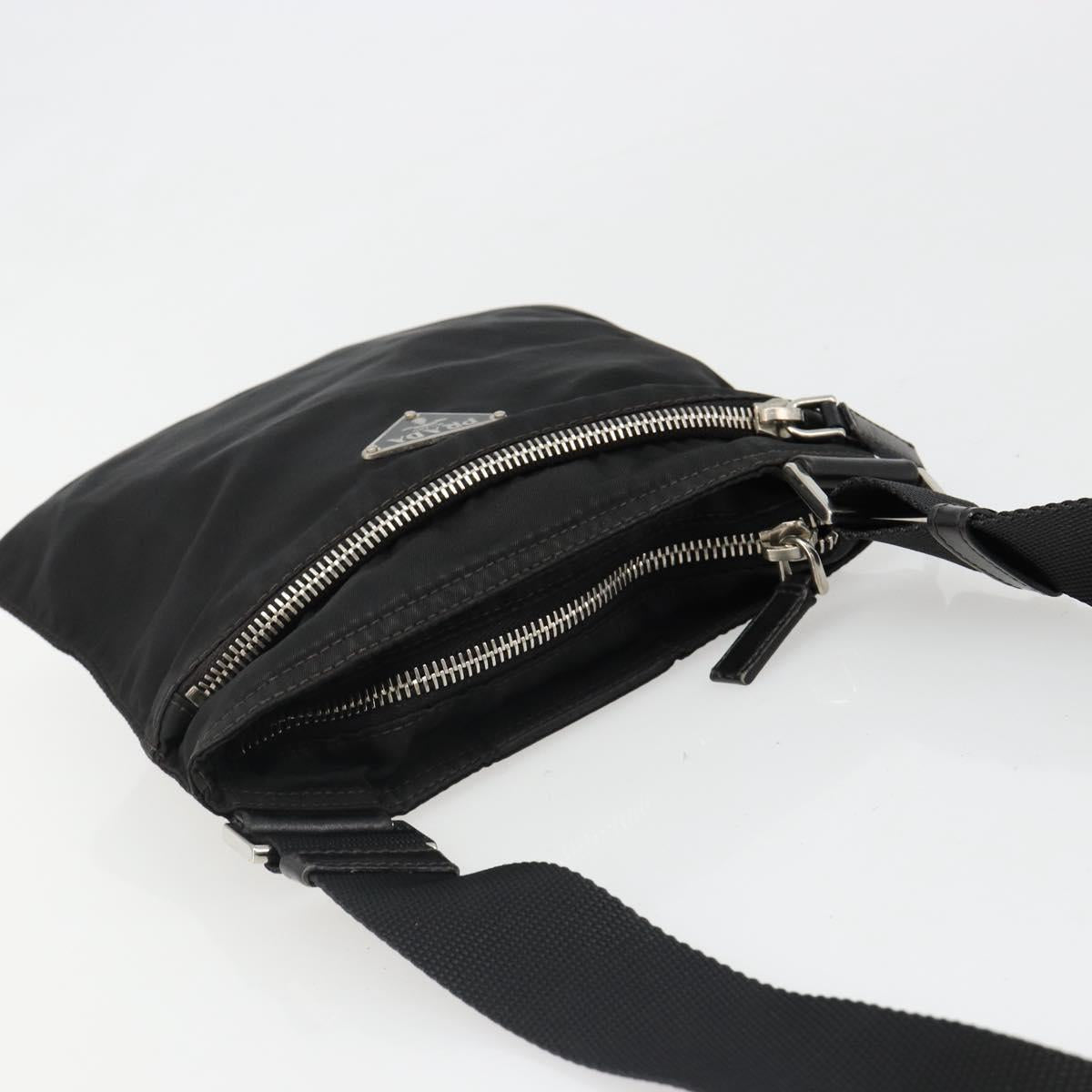 PRADA Shoulder Bag Nylon Black Silver Auth hk3831