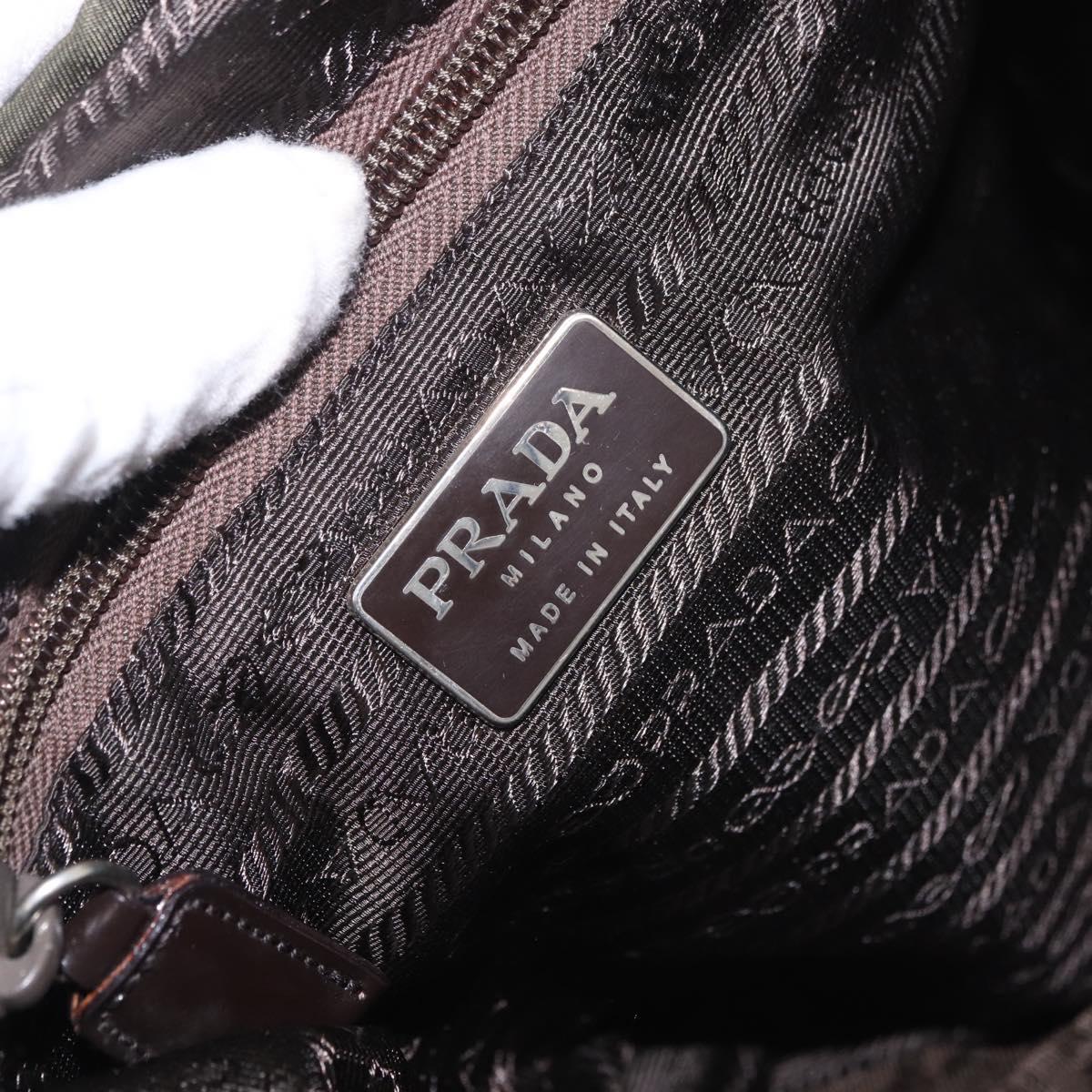 PRADA Backpack Nylon Khaki Silver Auth hk3832