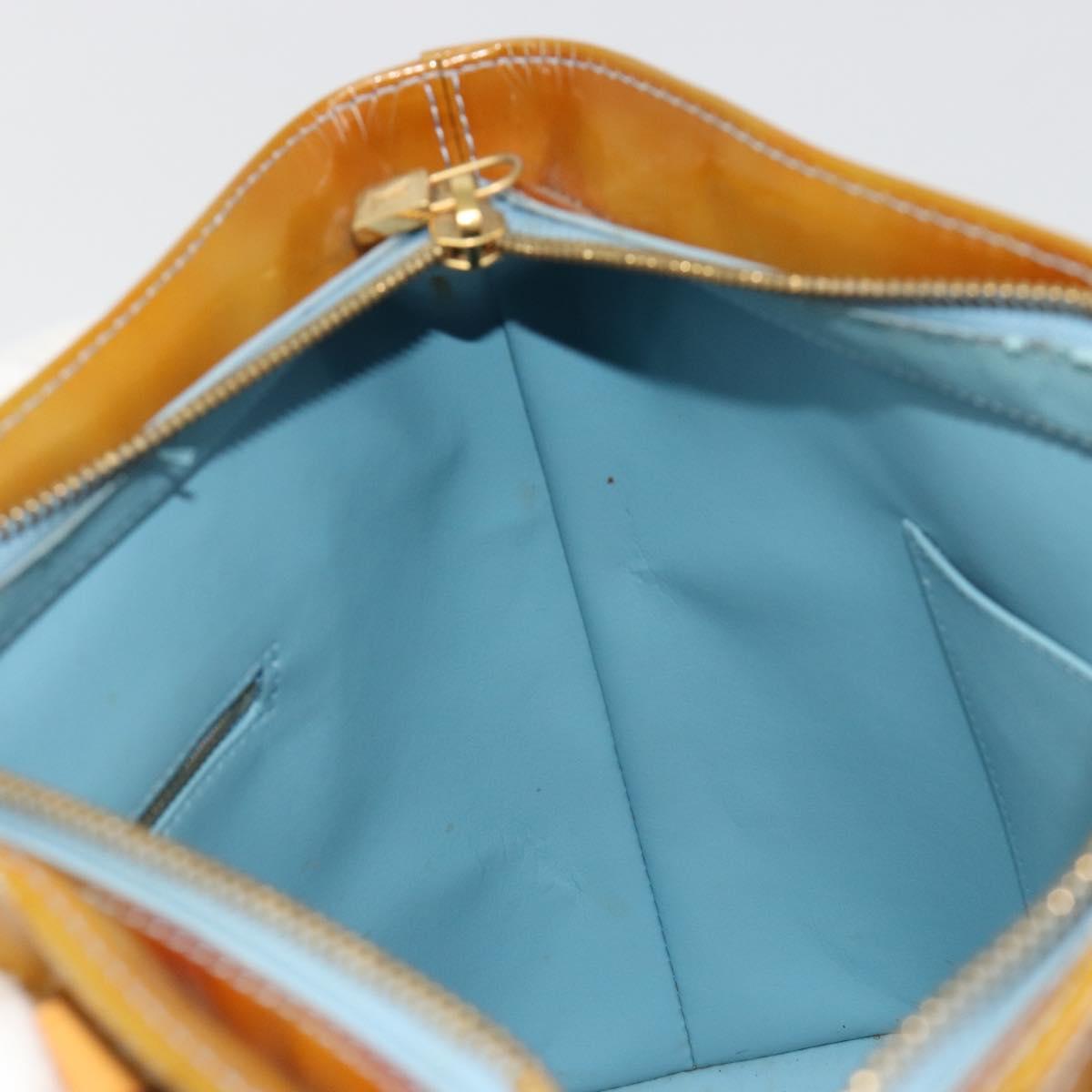 LOUIS VUITTON Monogram Vernis Houston Hand Bag Baby Blue M91005 LV Auth hk3835