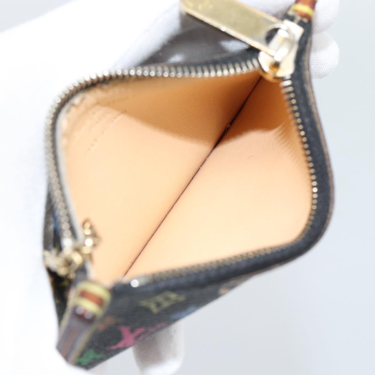 LOUIS VUITTON Monogram Multicolor Pochette Cles Purse Black M13664 Auth hk3840