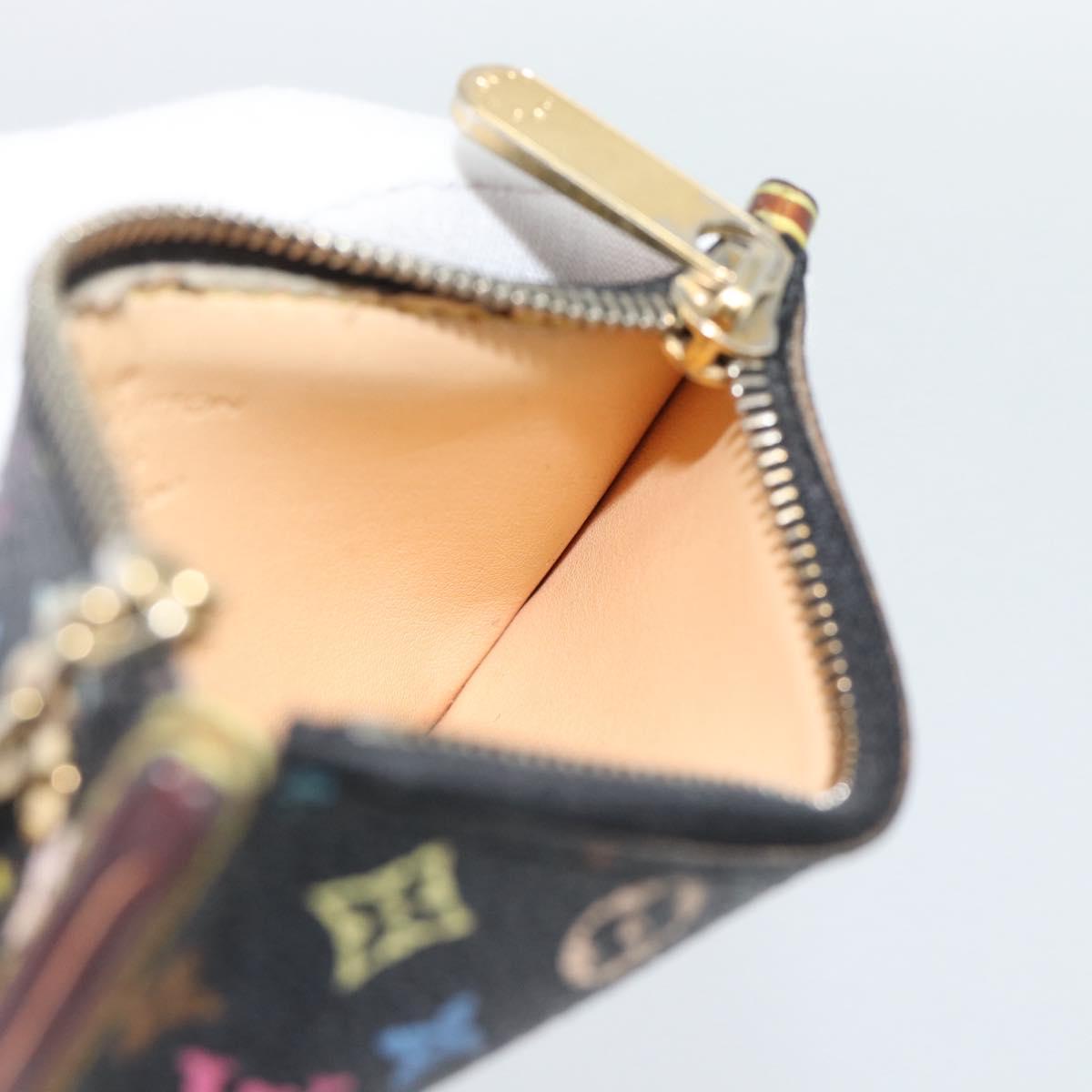 LOUIS VUITTON Monogram Multicolor Pochette Cles Purse Black M13664 Auth hk3840