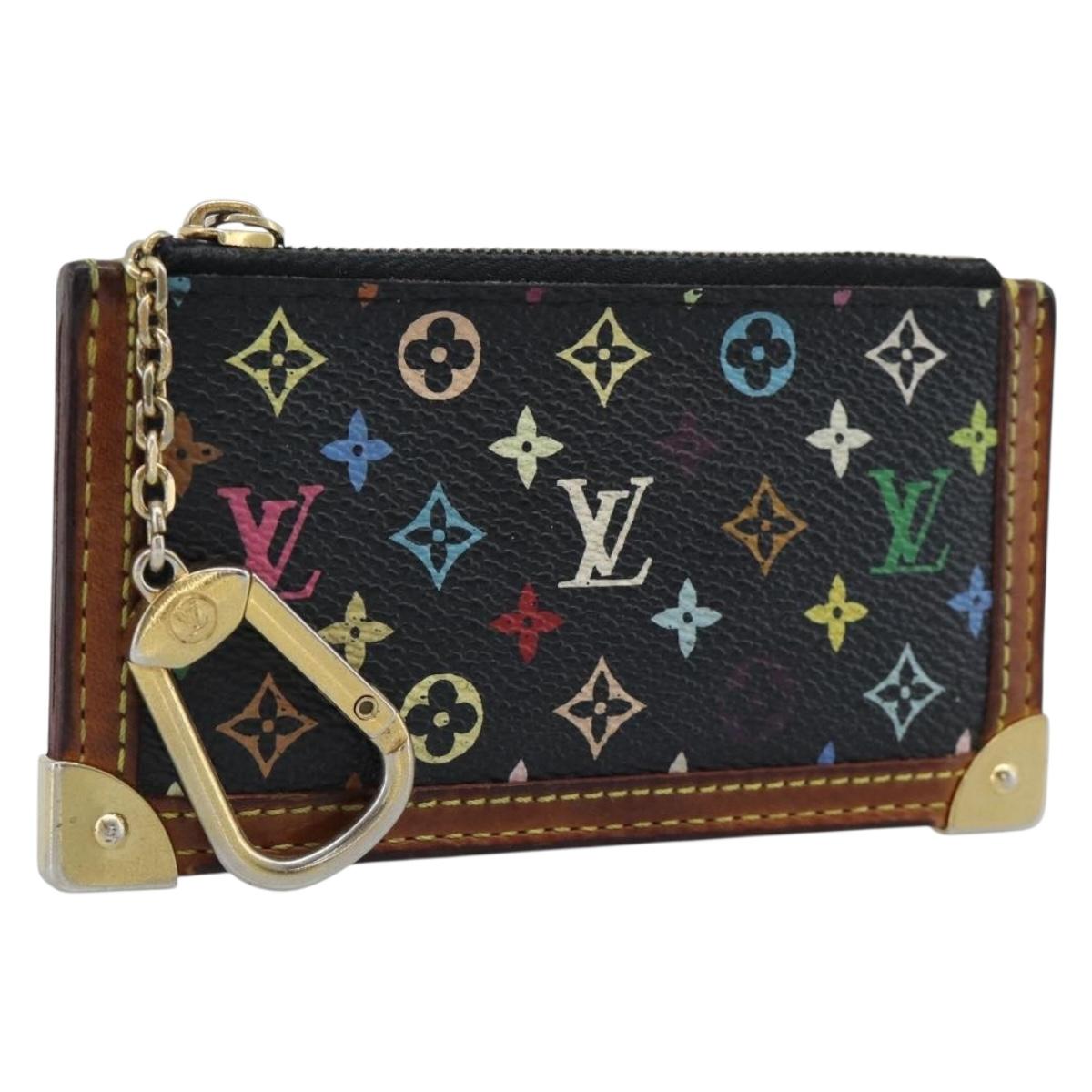 LOUIS VUITTON Monogram Multicolor Pochette Cles Purse Black M13664 Auth hk3840