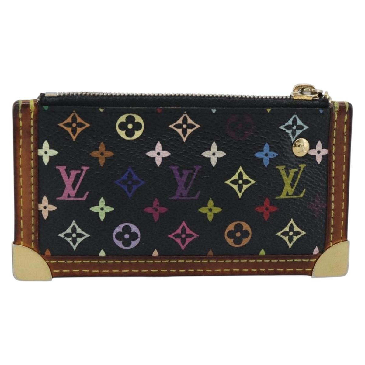 LOUIS VUITTON Monogram Multicolor Pochette Cles Purse Black M13664 Auth hk3840
