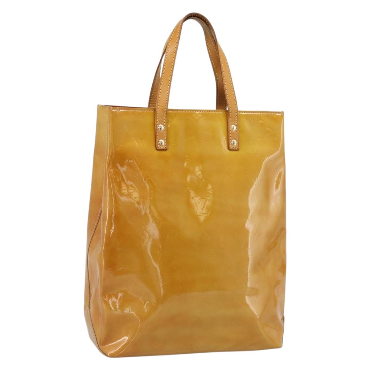 LOUIS VUITTON Monogram Vernis Reade MM Hand Bag Beige M91141 LV Auth hk3847