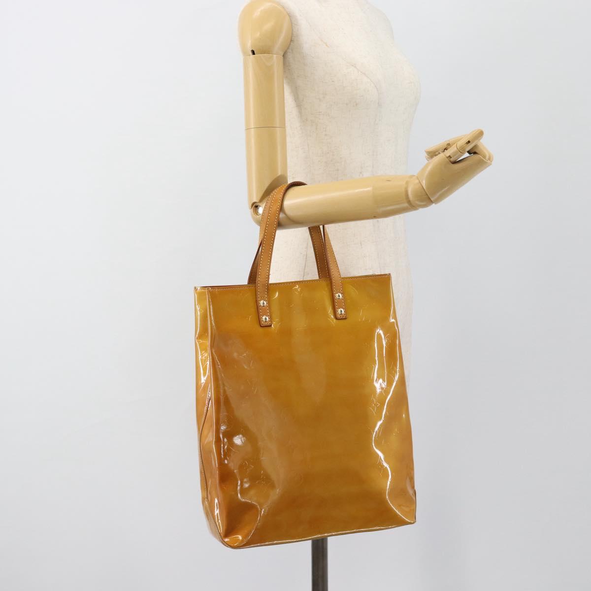 LOUIS VUITTON Monogram Vernis Reade MM Hand Bag Beige M91141 LV Auth hk3847
