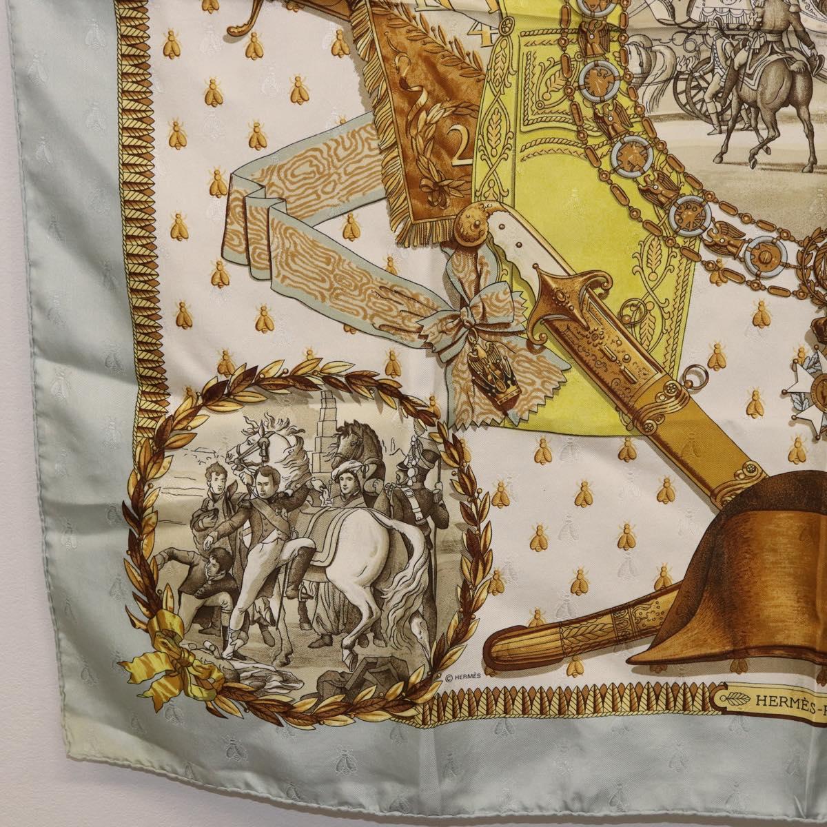 HERMES Carre 90 Scarf ""napoleon"" Silk Gray Auth hk3877