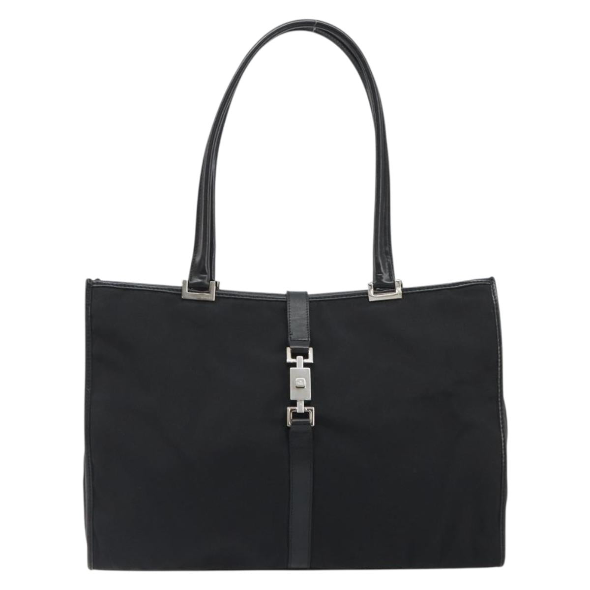 GUCCI Jackie Tote Bag Canvas Black Silver 002 1074 Auth hk3882