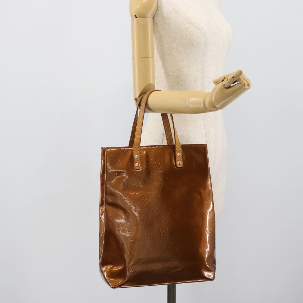 LOUIS VUITTON Monogram Vernis Reade MM Hand Bag Bronze M91143 LV Auth hk3883