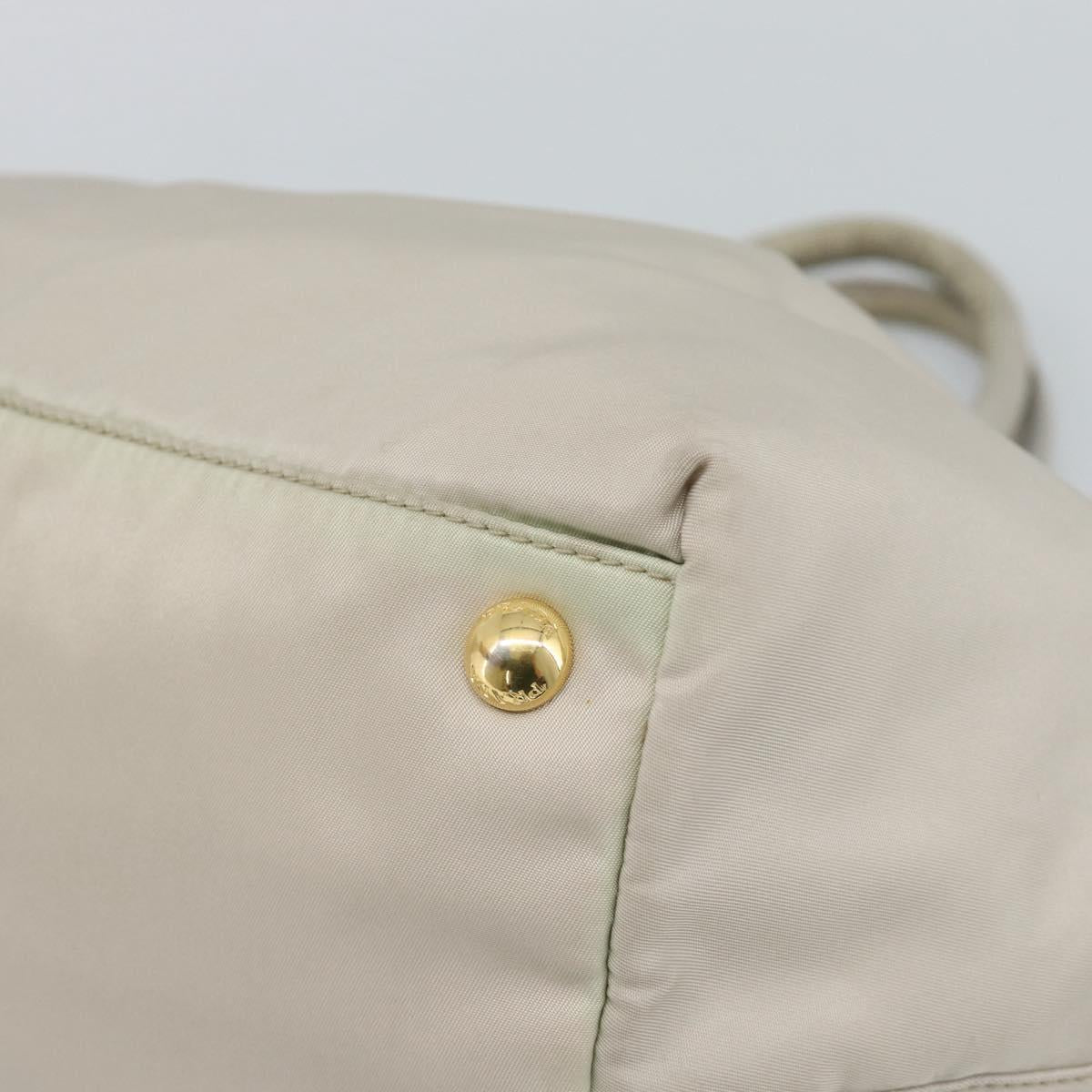 PRADA Hand Bag Nylon Ivory Gold Auth hk3884