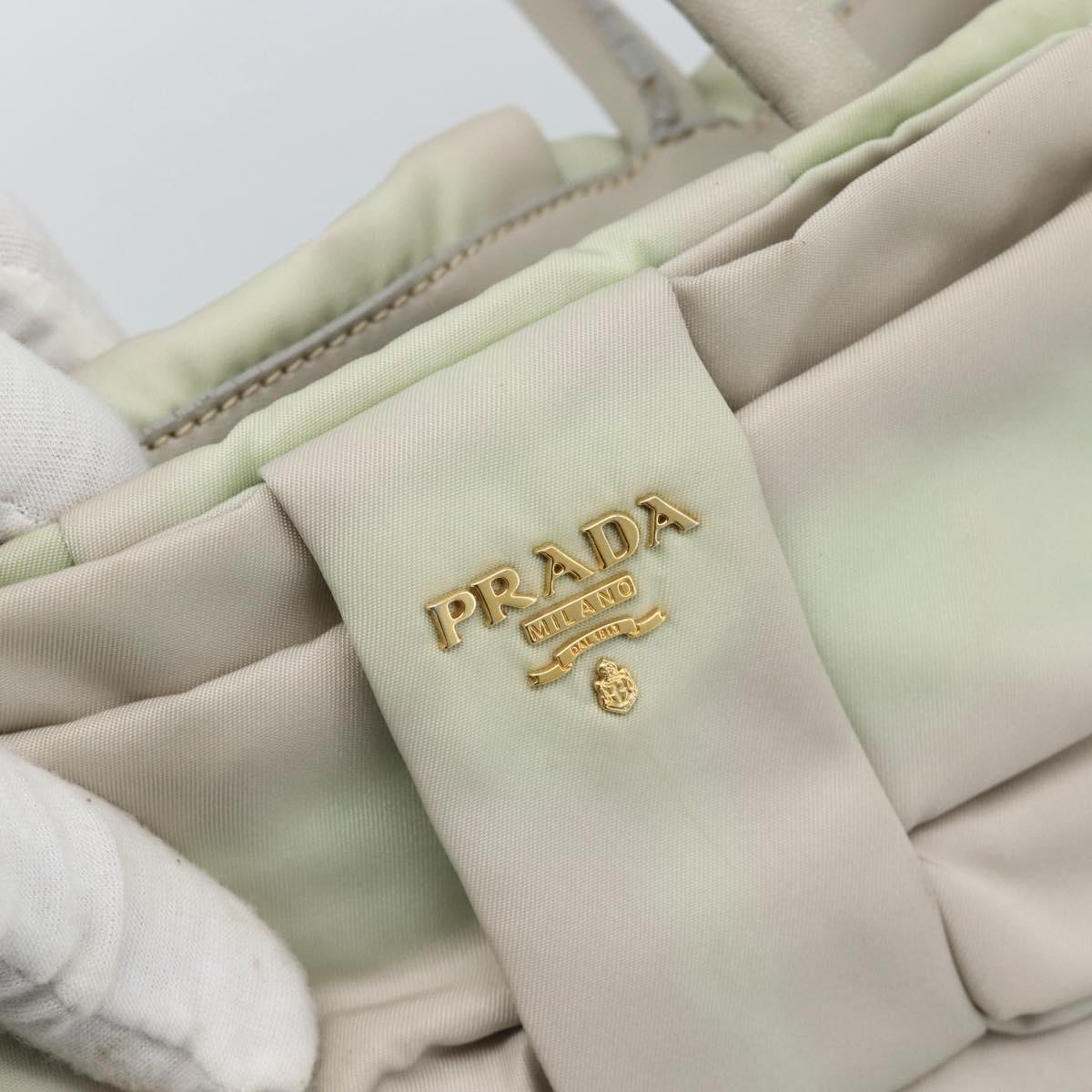 PRADA Hand Bag Nylon Ivory Gold Auth hk3884