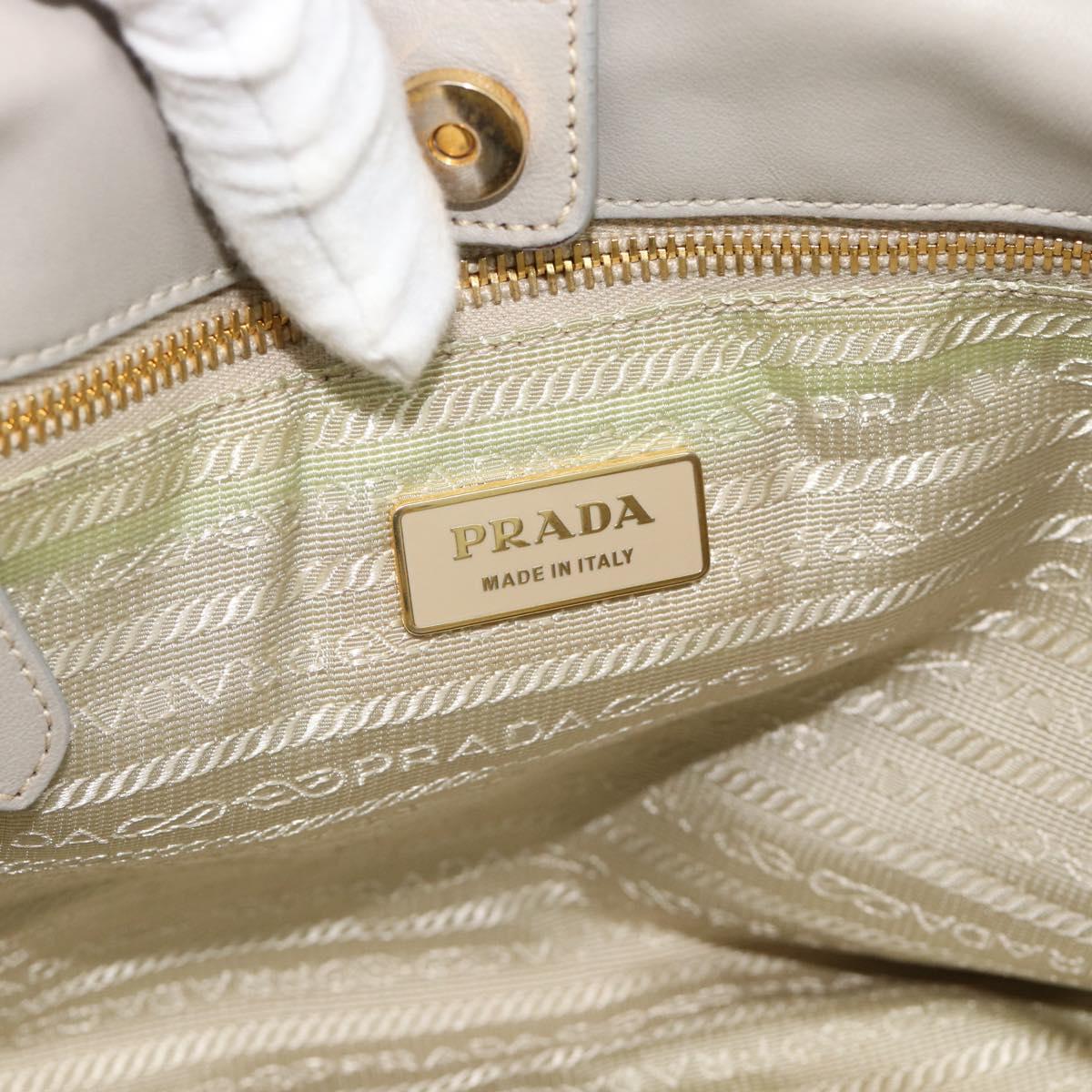 PRADA Hand Bag Nylon Ivory Gold Auth hk3884