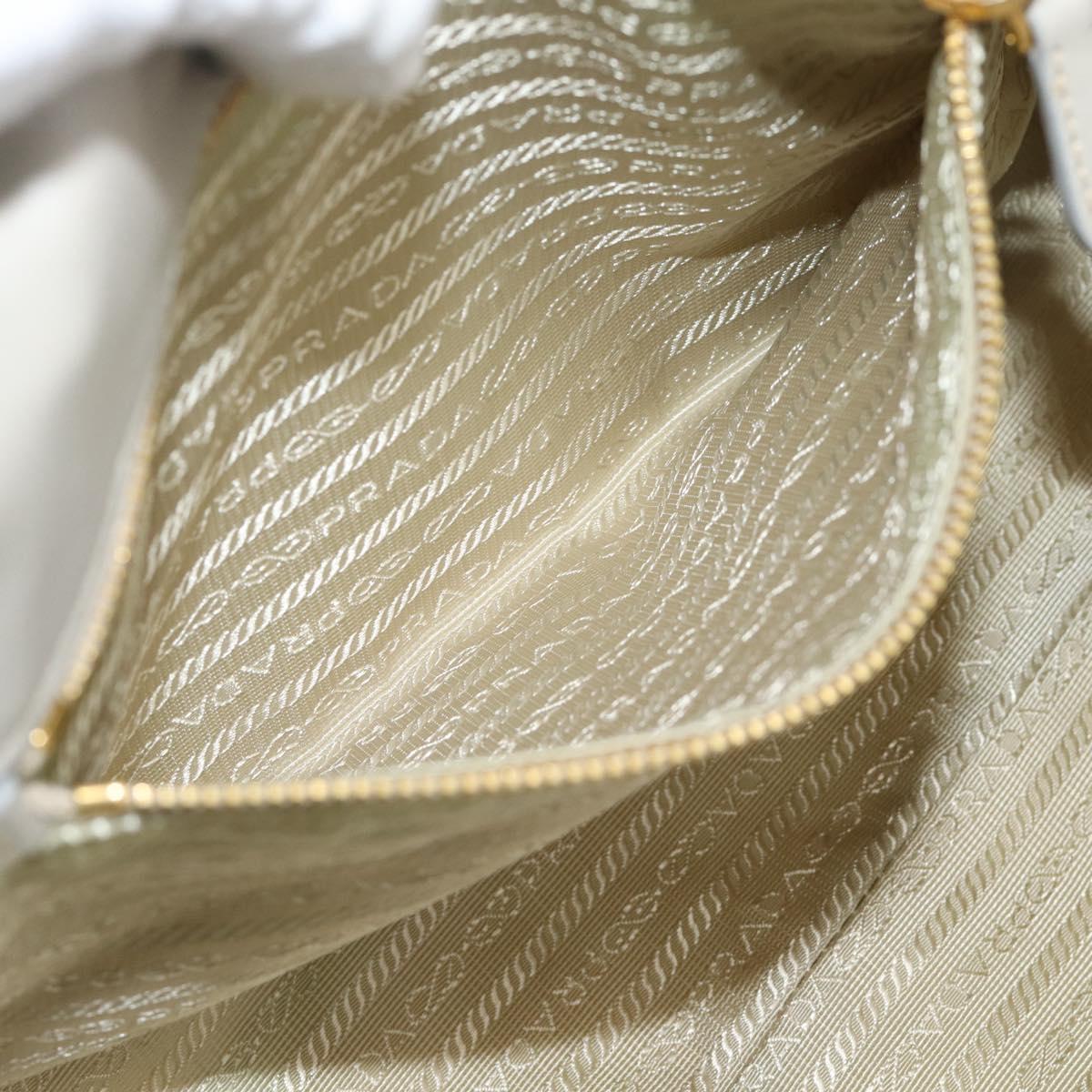 PRADA Hand Bag Nylon Ivory Gold Auth hk3884