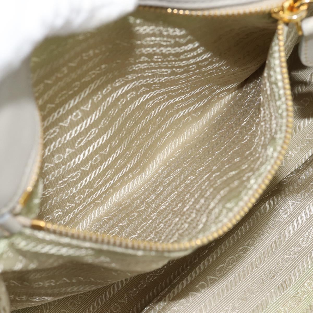 PRADA Hand Bag Nylon Ivory Gold Auth hk3884