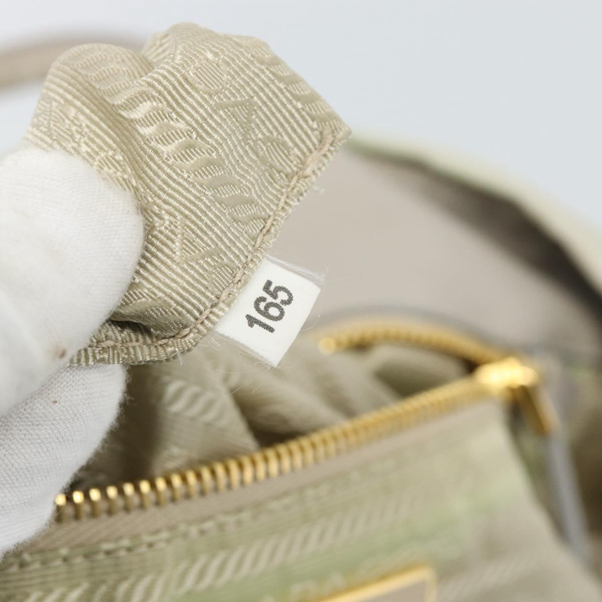 PRADA Hand Bag Nylon Ivory Gold Auth hk3884