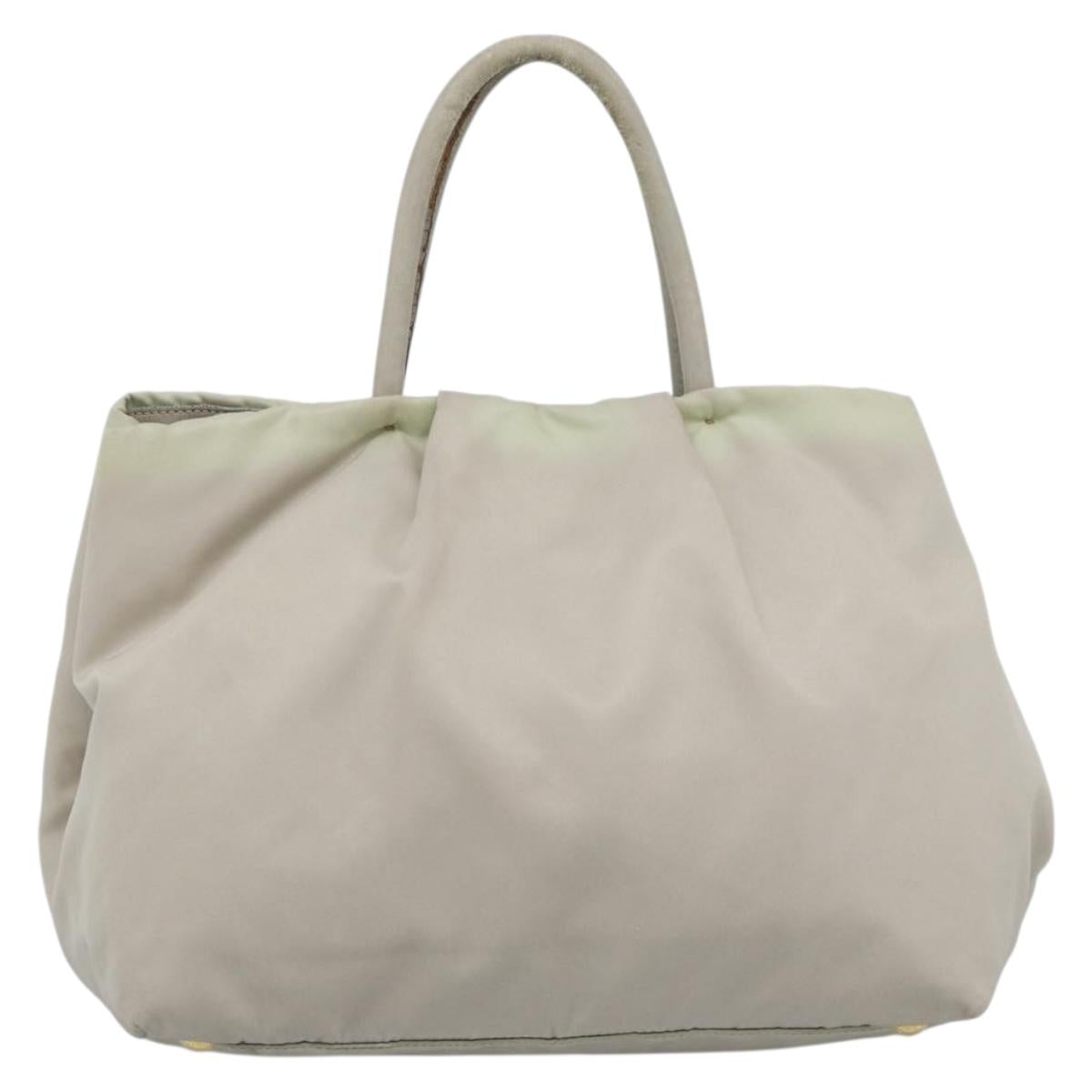 PRADA Hand Bag Nylon Ivory Gold Auth hk3884