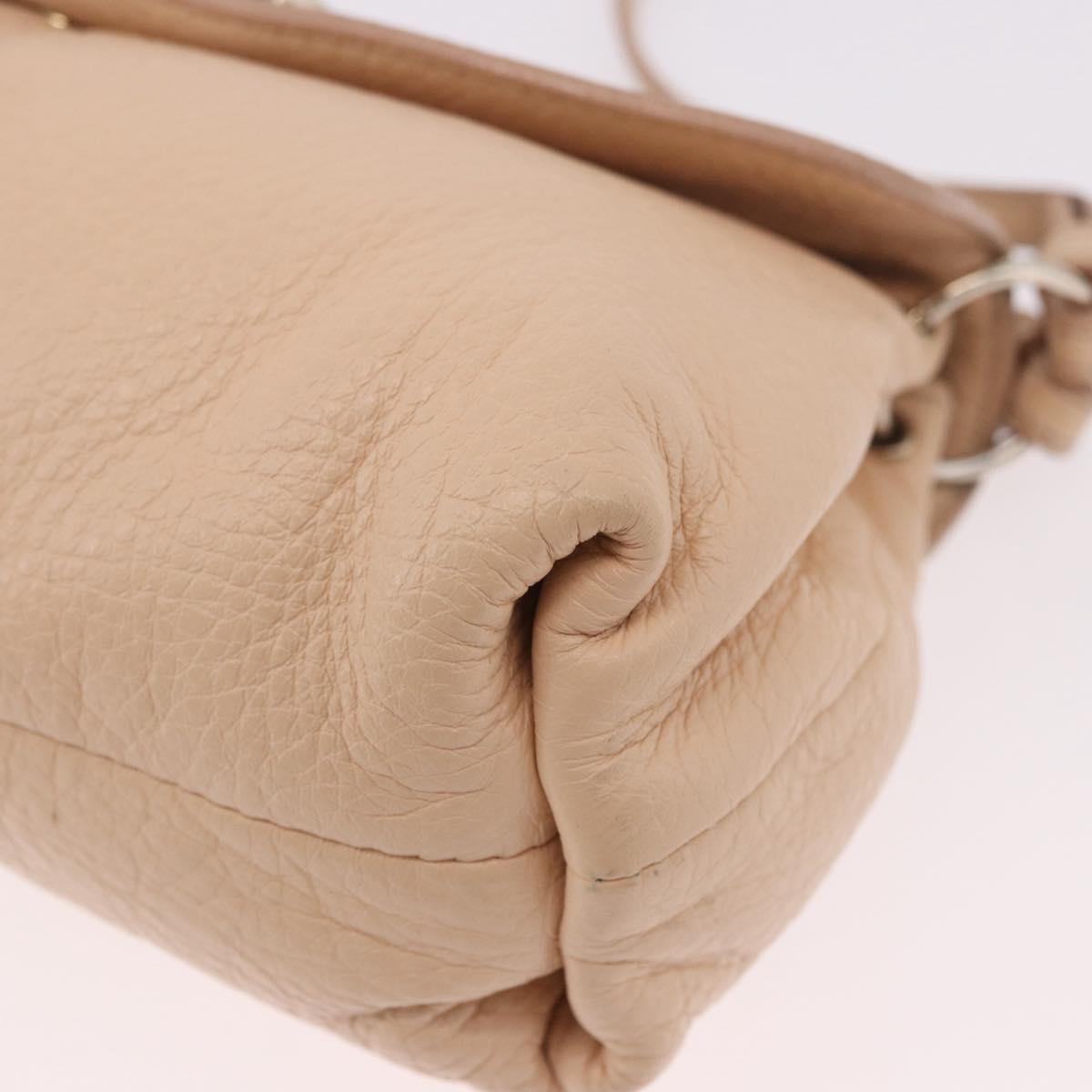 Chloe Lily Hand Bag Leather 2way Beige Gold Auth hk3885