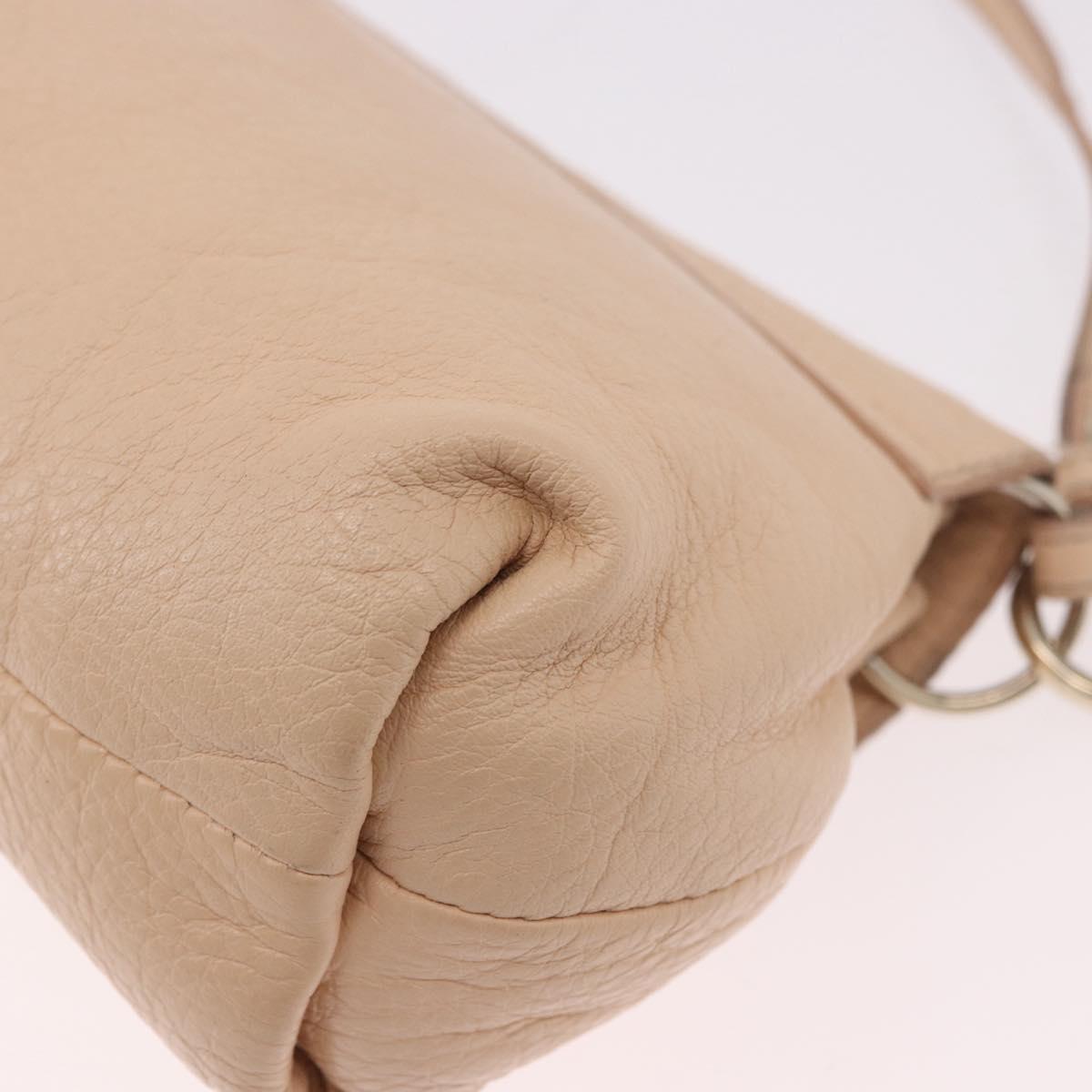 Chloe Lily Hand Bag Leather 2way Beige Gold Auth hk3885